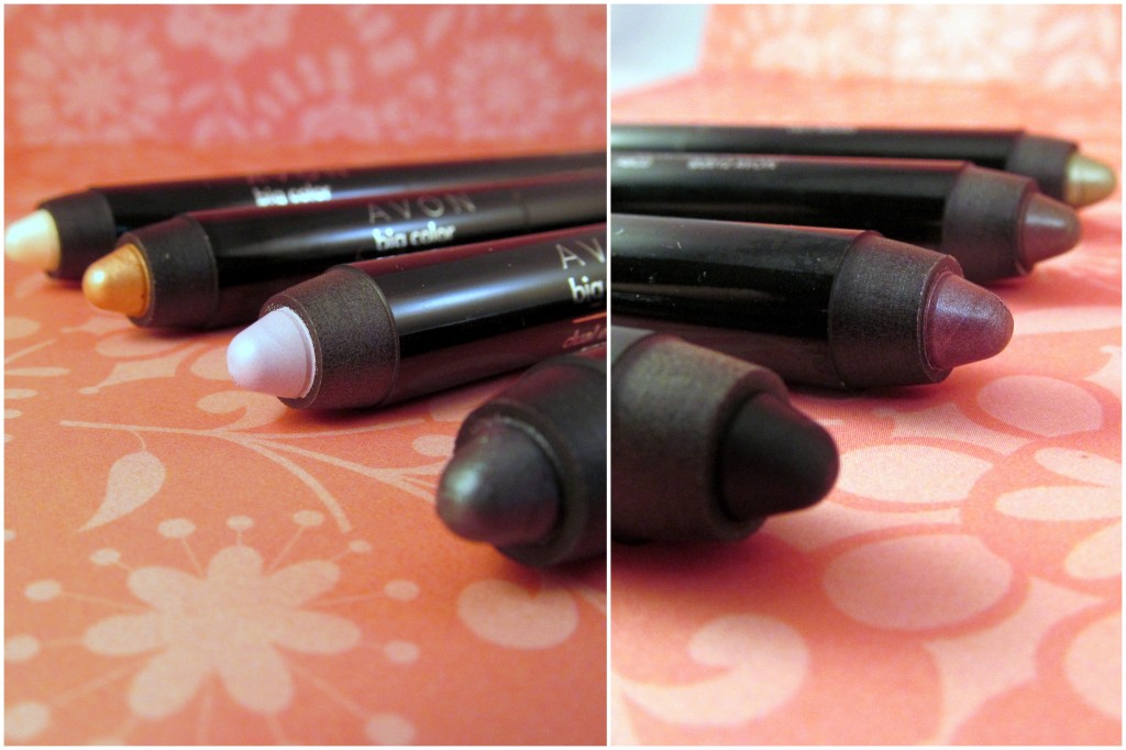Avon Big Color Dual-Ended Eye Pencil in (T-B): Go to Greens, Perfect Nudes, Plum Perfection, Silver Smoke