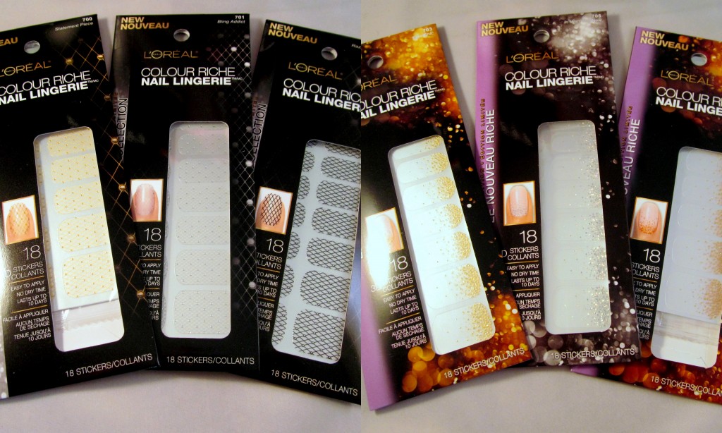 L'Oreal Colour Riche Nail Lingerie in (L-R) Statement Piece, Bling Addict, Razzle Be Dazzle, Elite Chic, In With The New & Something About Her