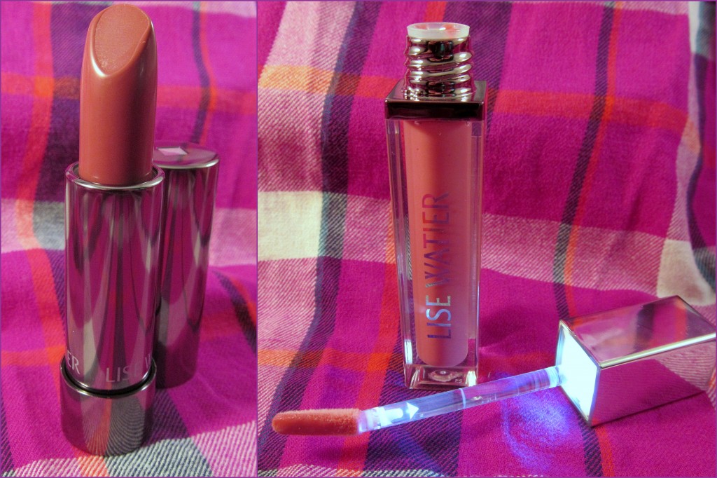 Lise Watier Rouge Sublime Lipstick in Tartan + Haute Lumiere High Shine Lip Gloss in Natural Shine