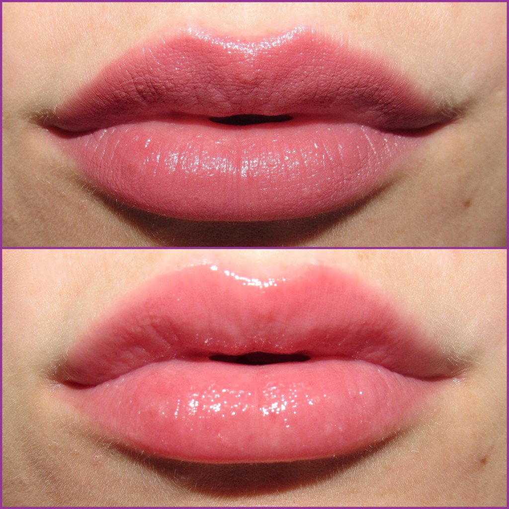 Lise Watier Rouge Sublime Lipstick in Tartan (Top) + Haute Lumiere High Shine Lip Gloss in Natural Shine (Bottom)