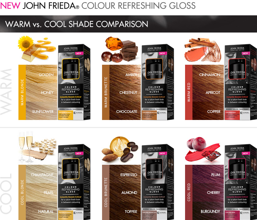 John Frieda colour refreshing gloss, colour refresh gloss, color refresh gloss, colour boost, hair dye, keep hair colour bright longer