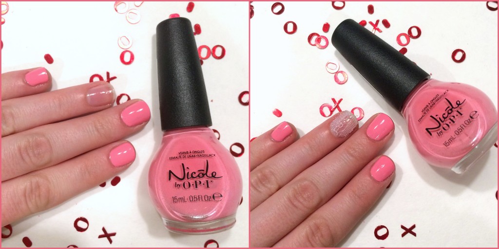 valentine's day, valentine's day beauty, valentine's day nails, valentine's day nail polish,  valentine's day manicure, pink manicure, nicole by opi in sync with pink, lace manicure, lace nails, how to put lace on nails, fabric on nails, nail art