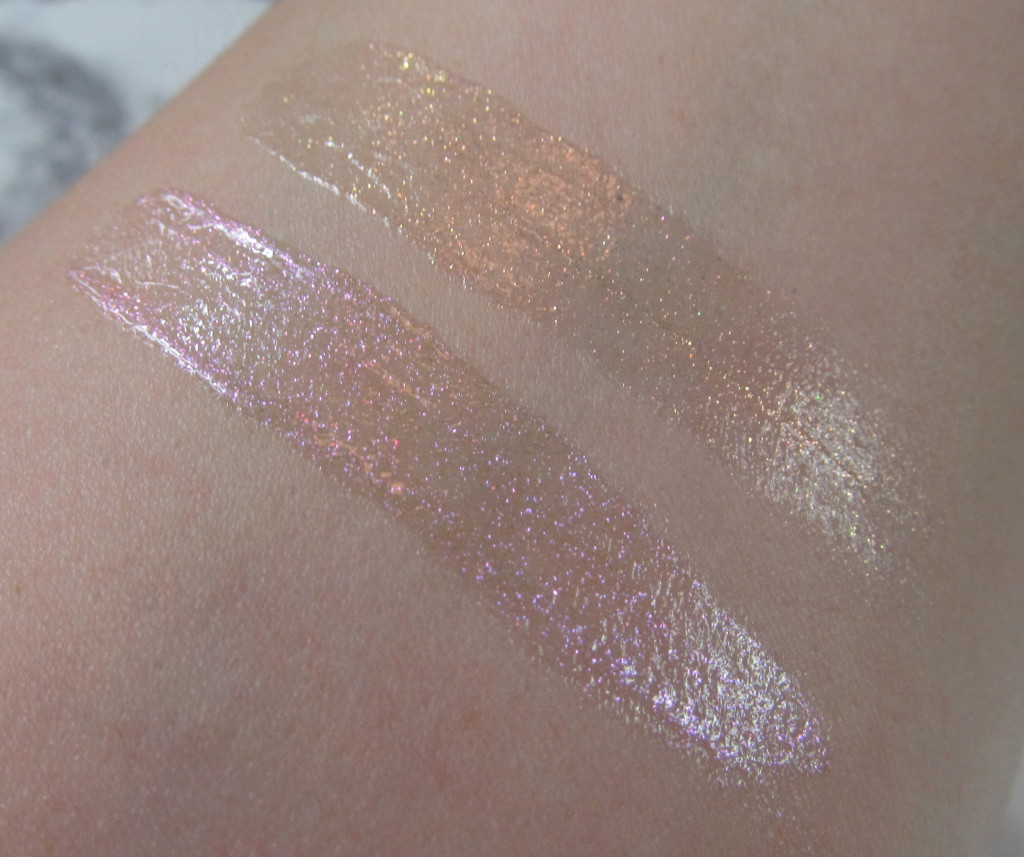 Moonlight Kiss swatch on left, Sunset Kiss swatch on right