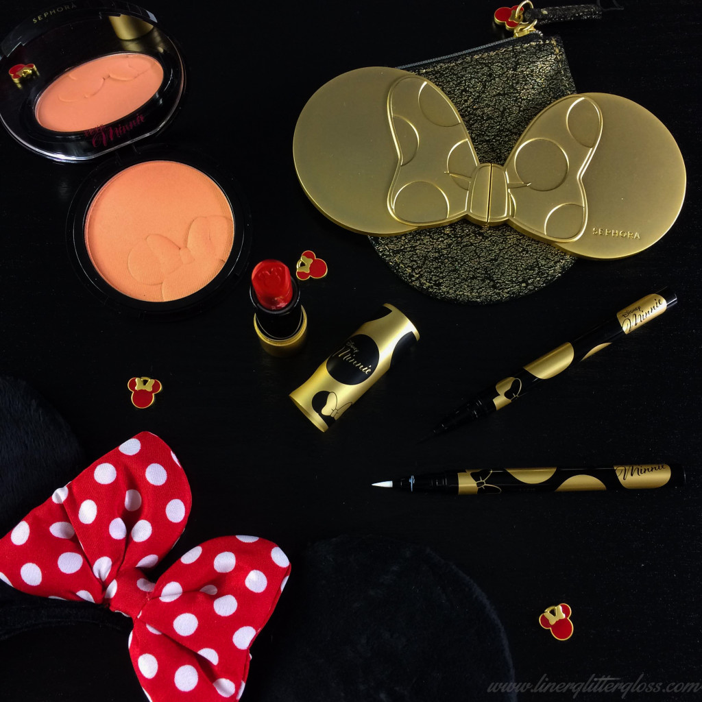 disney minnie beauty, minnie mouse makeup, sephora minnie mouse collection, sephora minni, sephora minnie mouse, sephora collection, spring 2016 beauty, spring 2016 makeup, beauty, disney beauty, new at sephora, red lipstick, minnie's black & white felt liner duo, minnie mouse black eyeliner, minnie mouse white eye liner, minnie's perfect red lipstick, minnie mouse red lipstick, minnie's inner glow luminizer blush, sephora minnie mouse swatches, where can i find swatches of the minnie mouse makeup