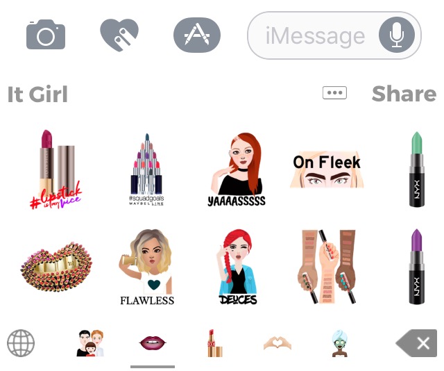 beauty emojis, fun imessage stickers, best emojis, girl emojis, makeup emojis, beaumojis, beautemojis, sephojis, lush beauty stickers, l'oreal paris stickers, fun imessage apps, beauty messaging apps