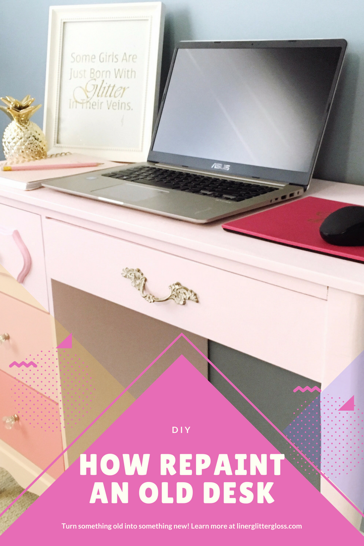 How to paint an old desk, DIY old furniture, how to paint old furniture, how to bring old furniture back to life, premier paint, premier paint canadian tire, painting old furniture, diy pink desk, how to paint a desk pink, how to paint ombre drawers